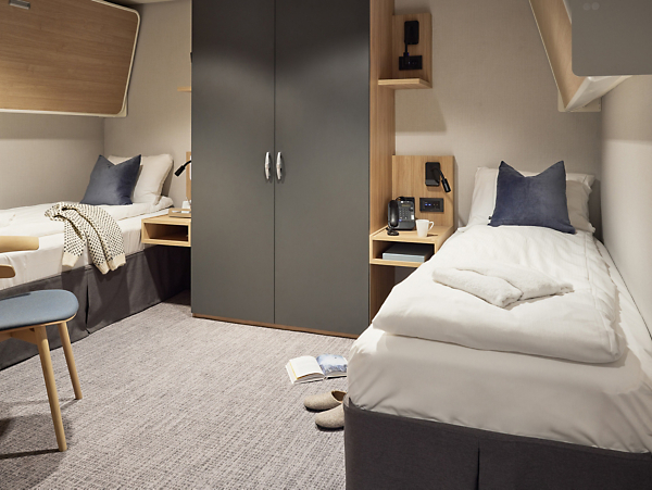 Interior Cabin — Single Occupancy Twin Bed